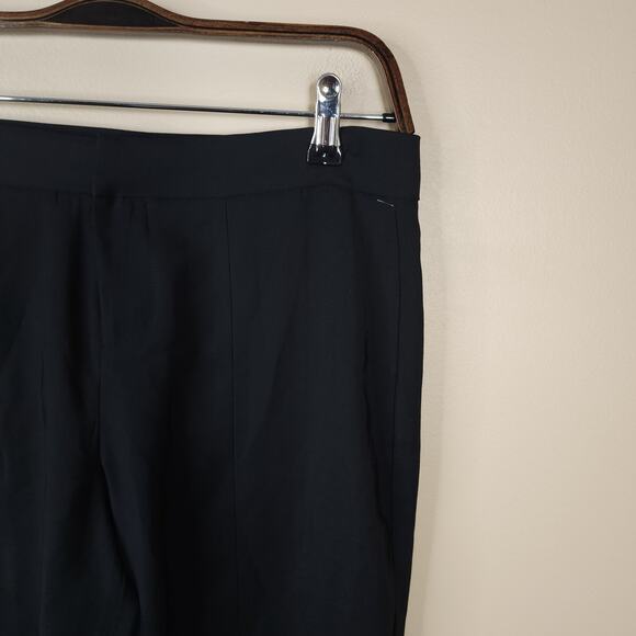 ecru Split Hem Wide Flare Leg Cropped Palazzo Pants in Black Size 4 - Picture 7 of 11